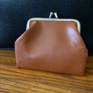 Vintage brown vegan leather change purse